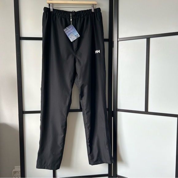[XL] Helly Hansen Black Outdoor Windbreak Pants Unisex Stretch Waist - Picture 3 of 11